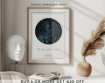 Starry Night: Personalized Star Map Print for Weddings & Anniversaries, Custom Star Map Print, Star map by date, Personalized Night Sky Art