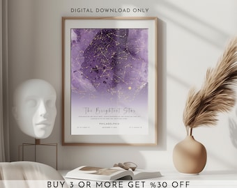 Custom Star Map Gift: Night Sky Print, Personalized Date, Anniversary & Wedding Present, Constellation Print, Personalised Gift