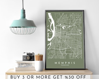 MEMPHIS City Map PRINTABLE Color Wall Art Poster Modern Minimalist Office Decoration TENNESSEE Digital File