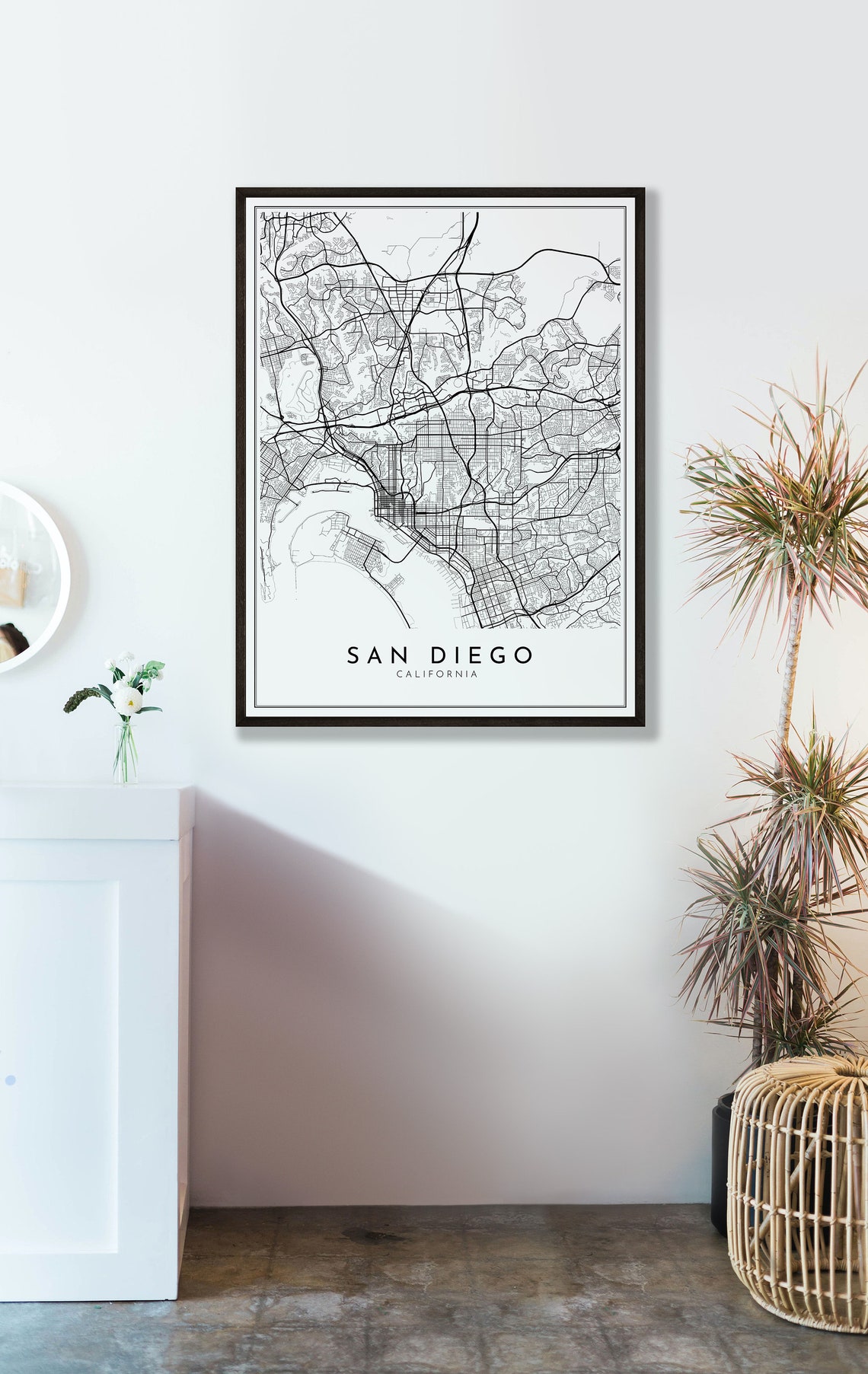 SAN DIEGO City Map PRINTABLE Black and White Wall Art Poster - Etsy