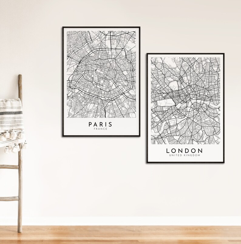 Black And White Street Map Paris Printable