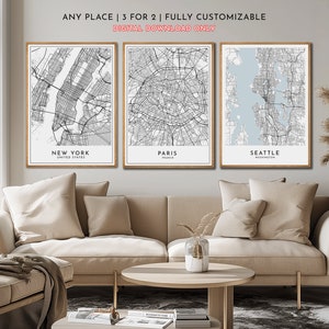 Impression de plan de ville personnalisé | N'importe quelle ville ou emplacement | Cadeau de carte personnalisée | Offre 3 pour 2 | Poster de carte personnalisé | Art mural carte imprimable | N'importe quelle ville