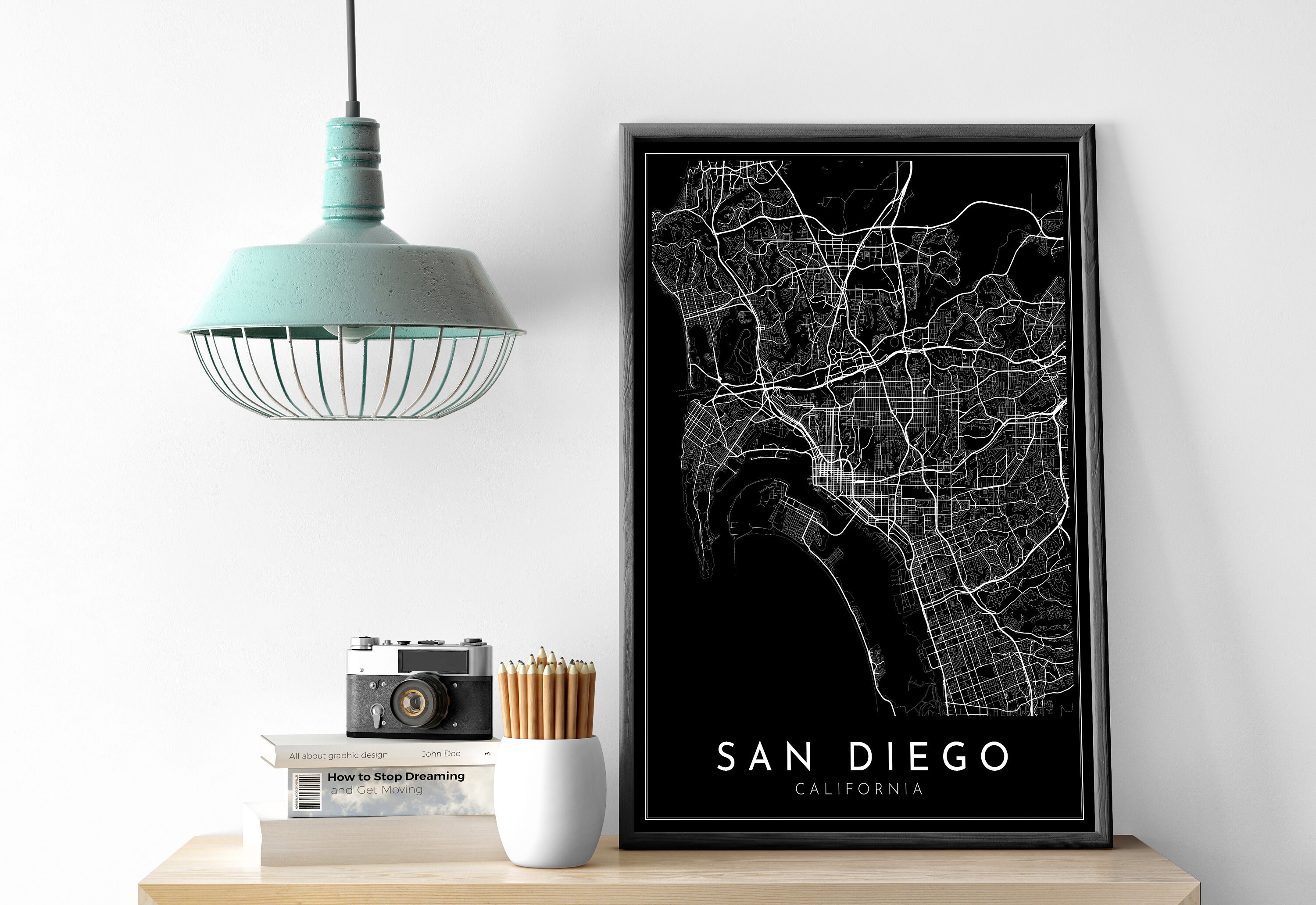 SAN DIEGO City Map PRINTABLE Black and White Dark Map Wall Art - Etsy