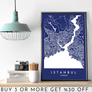 ISTANBUL Stadt Karte DRUCKBARE Farbe Karte Wand Kunst Poster Modern Minimalist Büro Dekoration TÜRKEI Digitale Datei