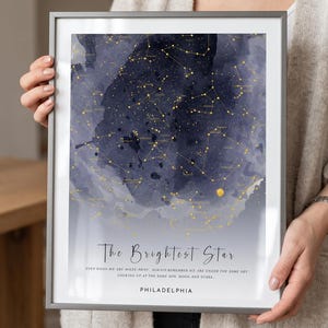 Custom Star Map Digital Download, High Resolution JPG With Date and Location Constellations