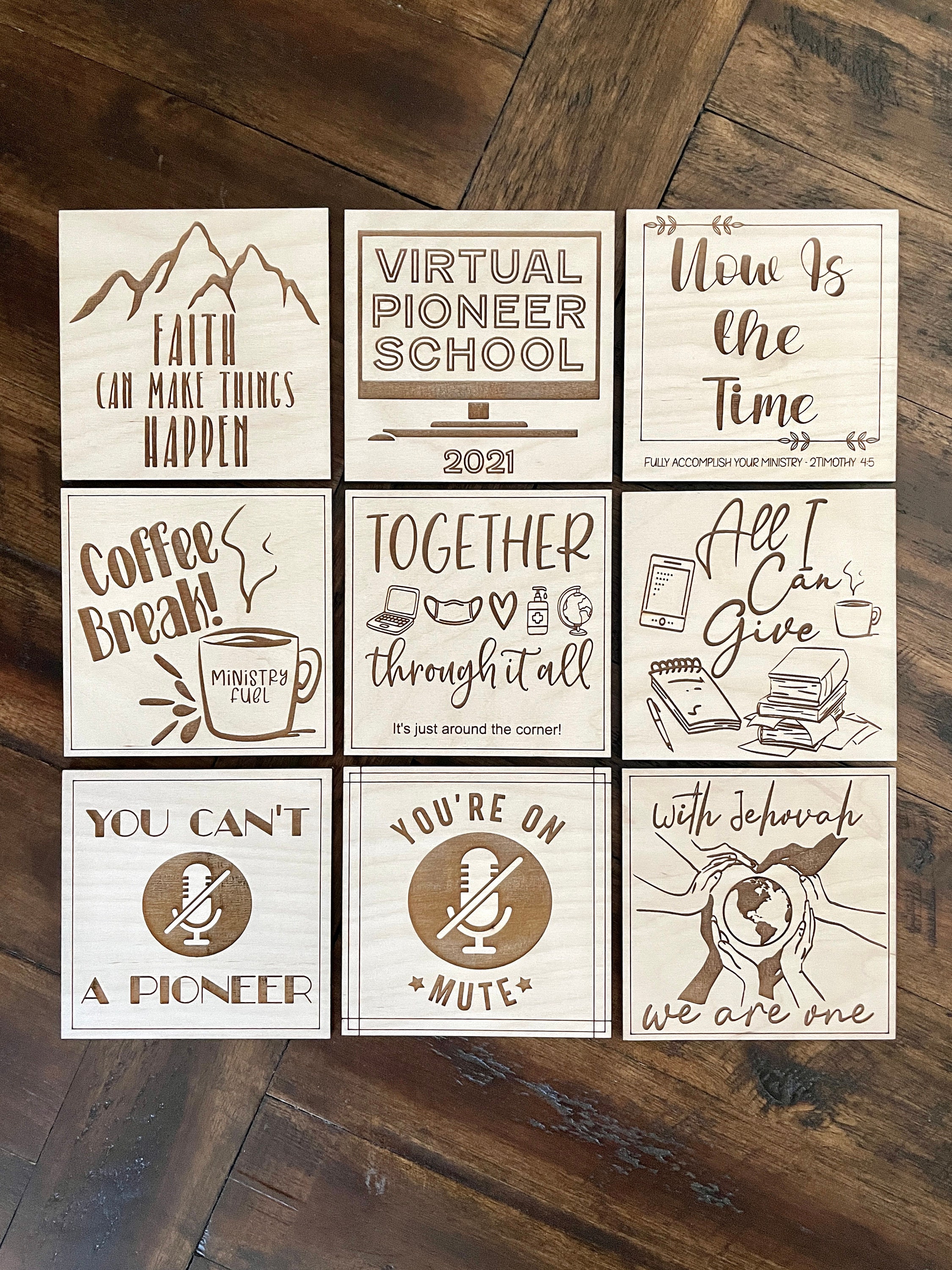 Virtual Pioneer Service School Wood Coasters • JW Gifts • Ministry Th…
