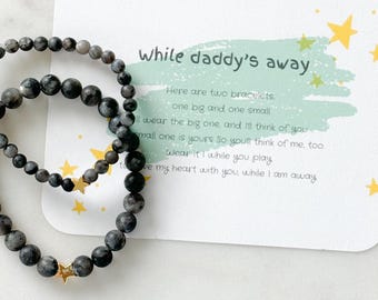 Mommy/Daddy & Me-armbandenset: natuursteen, cadeau militair gebruik