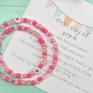 Mommy and Me First Day of School Bracelet Set Heart Bracelet Set / Back to School Bracelets Daddy and Me Kids Bracelet Set