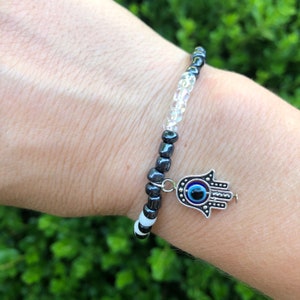 Dainty Hamsa Evil Eye Bracelet Hand Of Fatima Spiritual Protection/Lucky Unisex Evil Eye Jewelry | Christmas Gift | Present