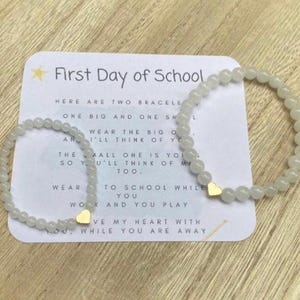 First Day of School Bracelet Set - Mommy and Me Heart Bracelet Set - Back to School Bracelets