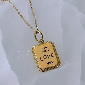 Aangepaste handgeschreven hangerketting, handschrift gegraveerde sieraden, aangepaste handtekeningketting, Moederdagcadeau - aandenken