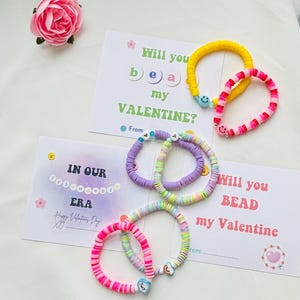 Classroom valentine bracelet - kids tween teen valentine goodies - stretchy valentine bracelets - classroom gift
