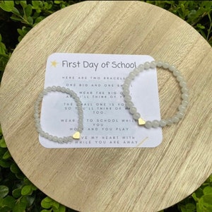 Mommy and me first day of school bracelet set heart bracelet set back to school bracelets