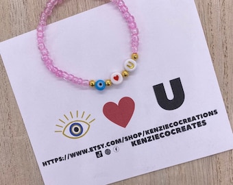 Evil Eye Perlen Armband: Ich Liebe Dich Dehnbar Charm