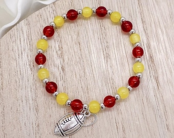 Pulsera de amor de fútbol, pulsera roja y amarilla de los Chiefs Kansas City