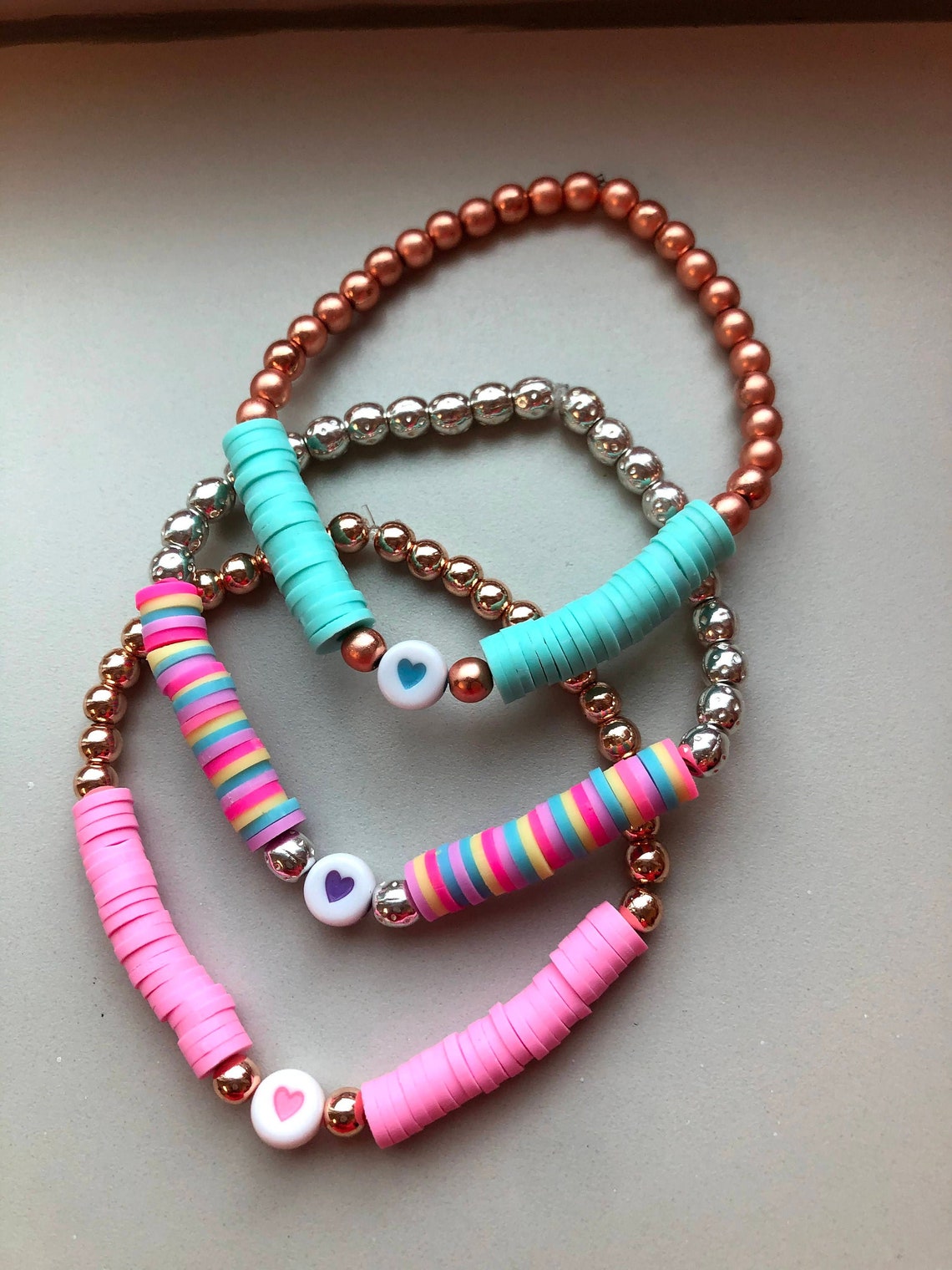 Spring jewelry candy color bracelets Heishi clay bead | Etsy