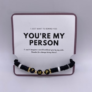 You&#39;re My Person Bracelet Set - a pair of clay disc bead bracelets personalized with Y M P Grey&#39;s bestie bracelet set