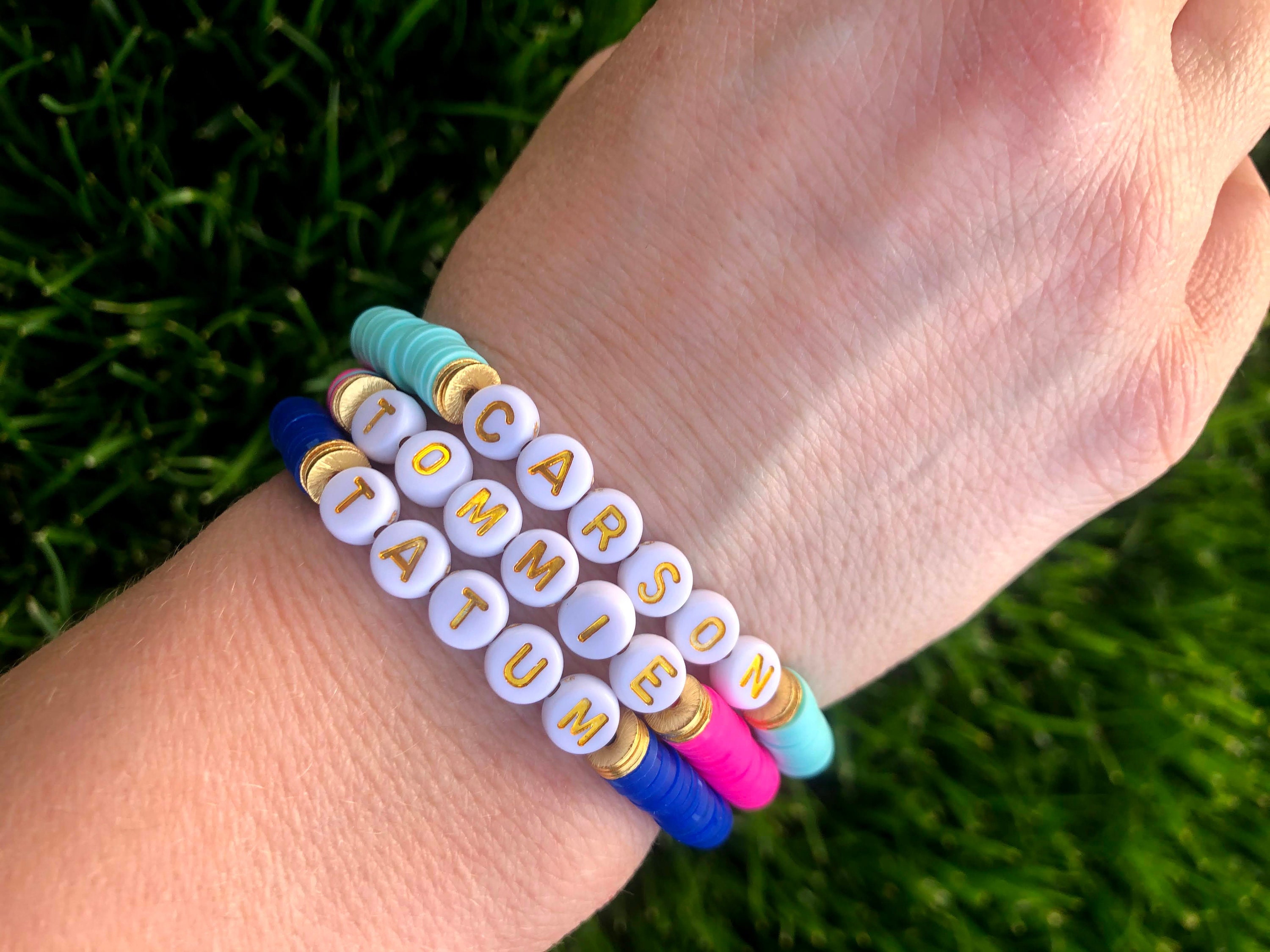 Heishi style personalized bracelet heishi polymer clay disc Etsy