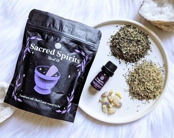 Sacred Spirits Ritual Kit - Candle Magic, Herbal Magic, Green Witch, Sacred Holy Basil, Frankincense, DIY - Goddess Provisions