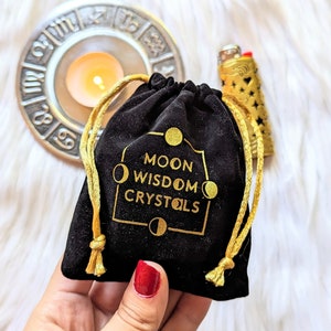 Moon Phase Crystal Set Color Magic, Black Jasper, Ritual Tool, Witchy Gift, Lunar Tracking, Moon Magic, Metaphysical Crystals, Moon Stone image 4