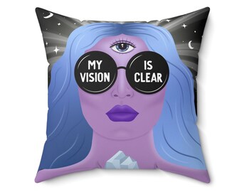 My Vision is Clear Vegan Suede Square Pillow