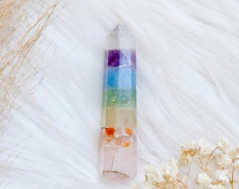Pastel Rainbow Chakra Wand - Chakra Crystals, Crystal Wand, Crystal Tower, Chakra Healing, Healing Crystal, Reiki Crystal