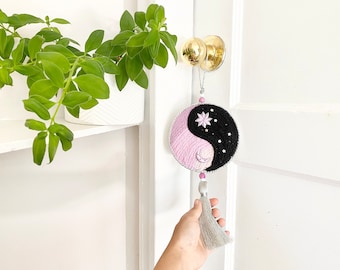 Yin Yang Wall Hanging - Boho Decor, Witchy Home Decor, Sun and Moon Wall Hanging, Witchy Wall Hanging, Purple - Goddess Provisions