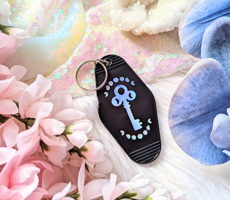 Moon Hotel Keychain Hotel, Charm, Moon Phases, Love Key Chain, Vintage Key Chain, Love is the Key, Witchy Things, Goddess Provisions image 2