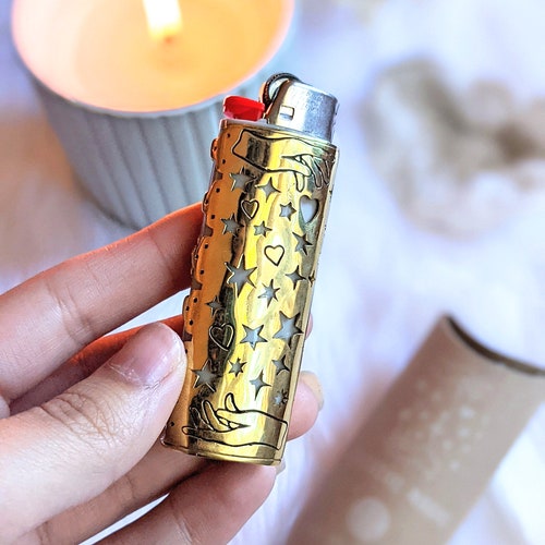 Brass Bic Lighter Case - Moon Lighter Case, Fire Magic, Altar Tool, Witchy Gift, Cute Lighter Case, Witchy Lighter Case - Goddess Provisions