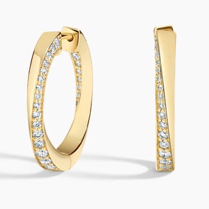 Gold Diamond Hoop Earrings 0.5Ct – Small Huggie Hoops, Real Certified Diamond Earrings, Gift for Her, Elegant Huggies