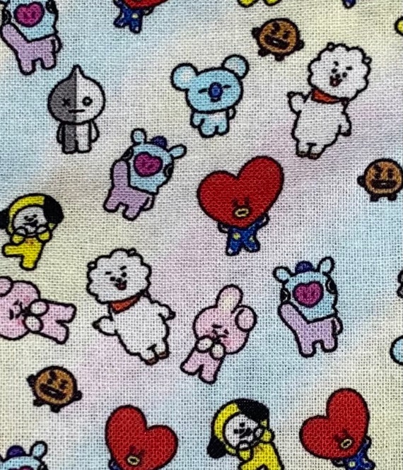 BTS Fabric 100 Cotton Fabric by the Yard Bangtan KPOP Group Etsy
