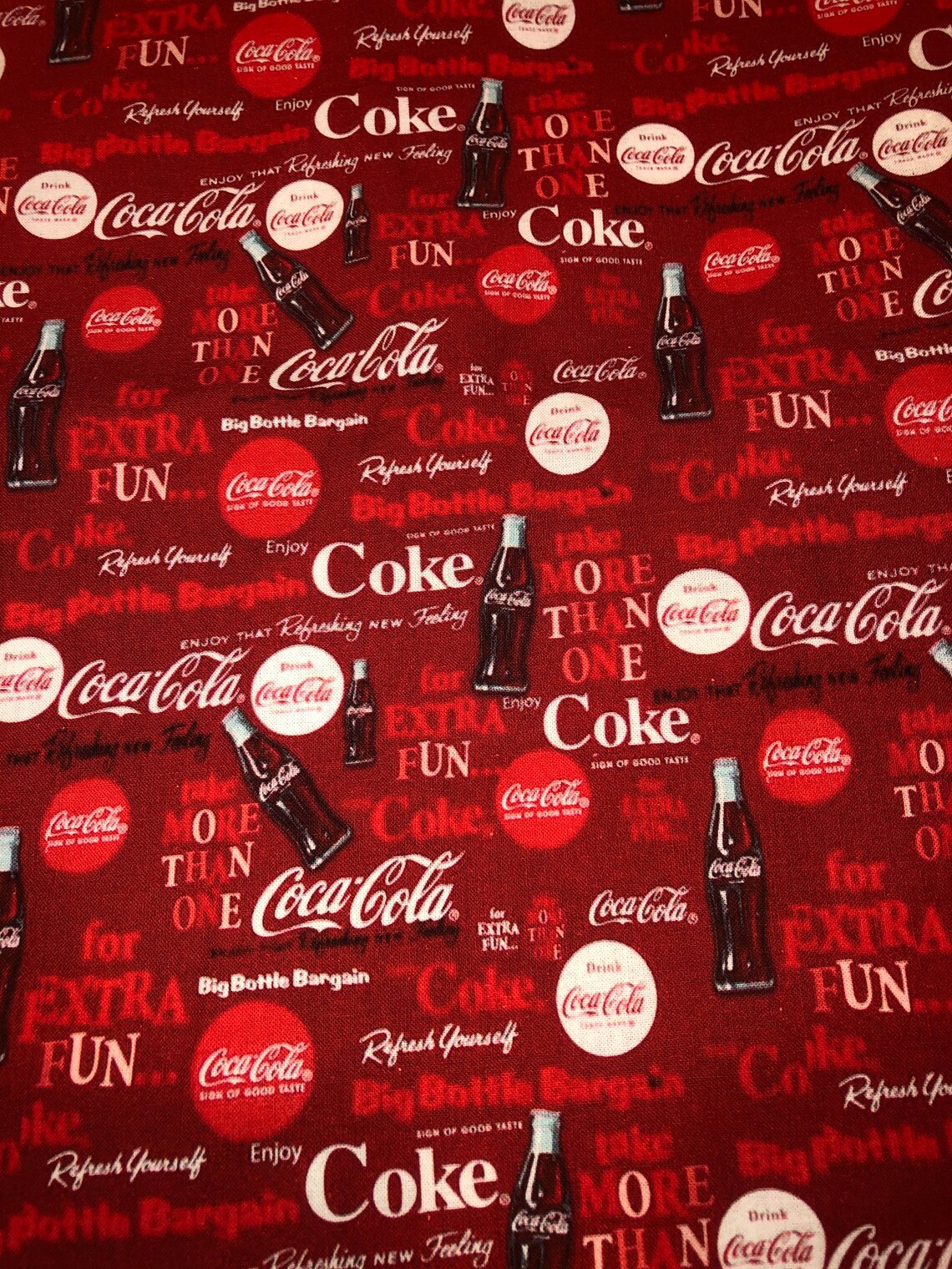 Coke Coca Cola 100 Cotton Fabric by the Yard Etsy