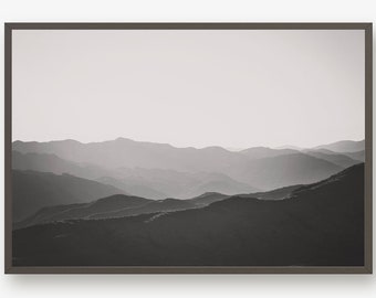 Impresión de montaña, fotografía de montaña, arte mural de montaña, blanco y negro, impresión de montaña, fotografía de naturaleza, foto de montaña, decoración de montaña