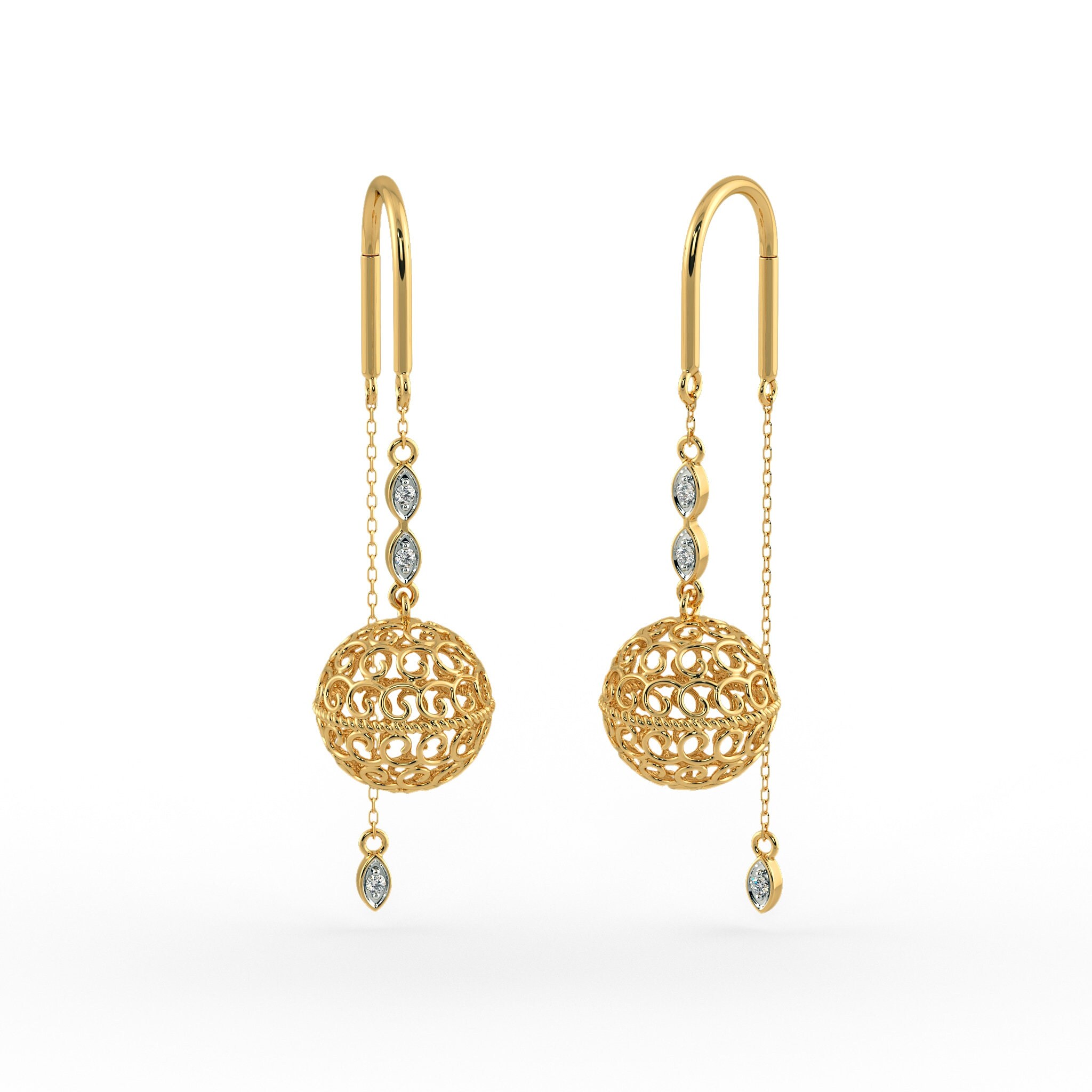 Sunita Sui Dhaga Earrings Diamond 14k Gold Diamond Earrings / | Etsy