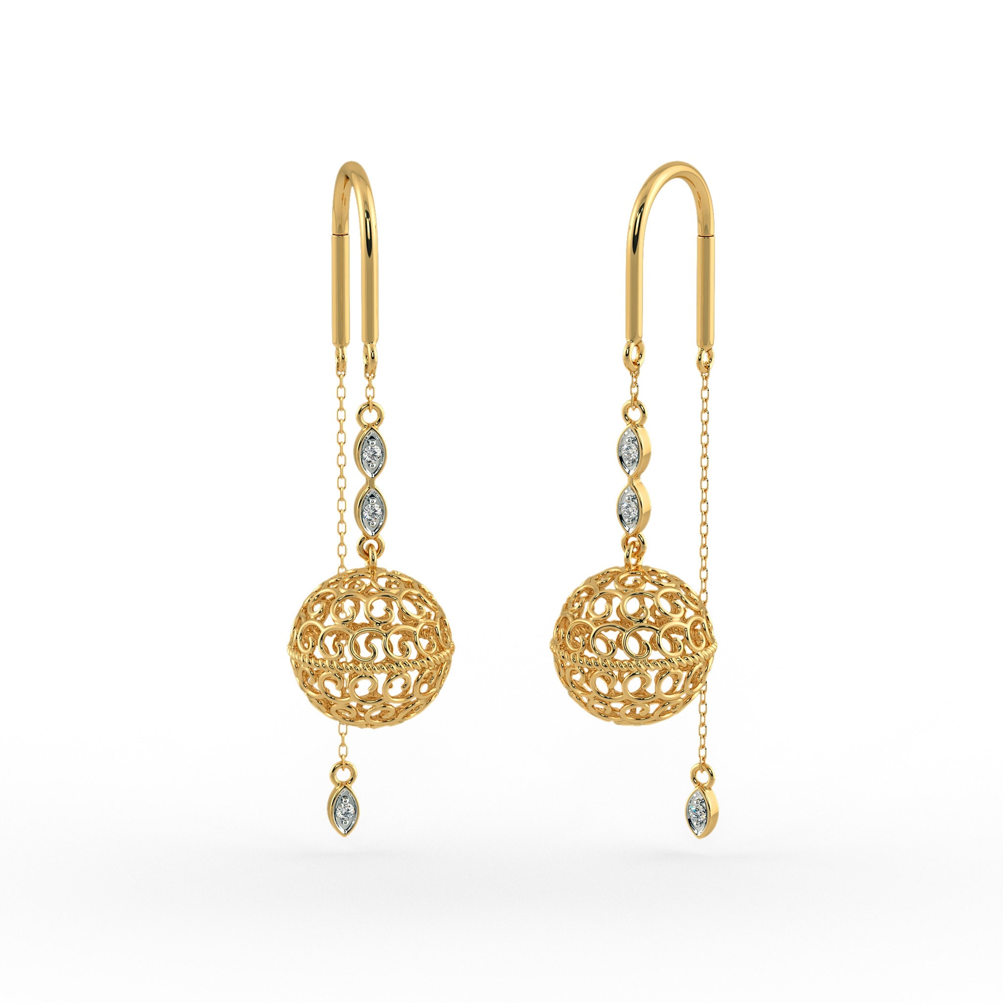 Sunita Sui Dhaga Earrings Diamond 14k Gold Diamond Earrings / Etsy