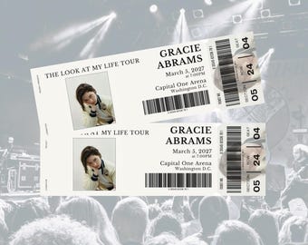 Gracie Abrams The Look At My Life Tour Gedenkticket Canva Vorlage, vollständig anpassbar! (Digitaler Download) *Keine echte Eintrittskarte*