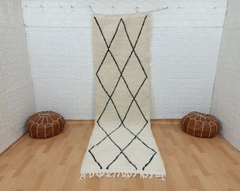 Moroccan Runner Rug,Beni Ourain Runner,Moroccan Rug Runner BeniOurain Hallway Rug,Custom Hall Runner Berber Carpet,Berber Runner,Wool Runner