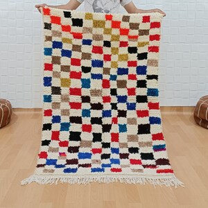 Custom Moroccan Checkered Rug,Beni Ourain rug, Moroccan Rug, Moroccan Handmade Rug, Checkered runner Rug, Orange Checkered Rug, Wool Rug