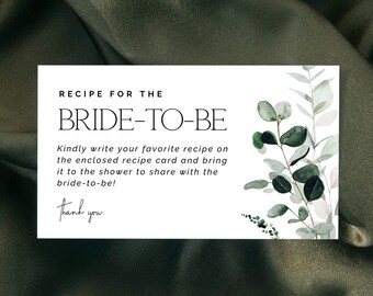 CYPRESS | Recipe Request Card Template Greenery Bridal Shower Recipe Card Minimalist Bring A Recipe Request Insert Editable Printable Card