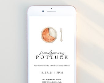 Friendsgiving Invitation Evite Template Modern Thanksgiving Dinner Electronic Invite Text Evite Editable Template Fall Potluck Digital
