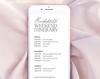 ALTAR | Bachelorette Digital Itinerary Template Modern Minimalist Bachelorette Party Weekend Schedule Text Itinerary Editable Template