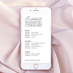 ALTAR | Bachelorette Digital Itinerary Template Modern Minimalist Bachelorette Party Weekend Schedule Text Itinerary Editable Template