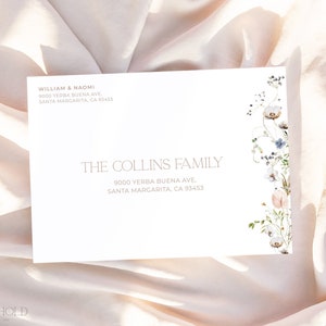 ENCHANTED | Minimalist Floral Wedding Envelope Address Template Download Elegant Floral Editable Printable Envelope Address Label Template