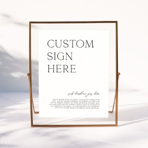 DOVE | Minimalist Custom Sign Template Instant Download Elegant Modern Printable Wedding Custom Table Sign 8x10 Editable Template