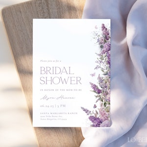 Wisteria Bridal Shower Invitation Template, Lilac Invite Editable Template, Purple Floral Bridal Shower Invite Printable Download | ROYAL