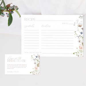 ENCHANTED | Recipe Card Bridal Shower Editable Template DIY Instant Download Modern Floral Bring A Recipe Request Insert Printable Card