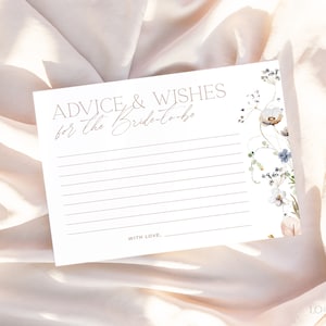 ENCHANTED | Advice Bride Card Editable Template Modern Floral Bridal Shower Advice Printable Card Advice For The Soon To Be Mrs.