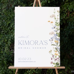 Wildflower Bridal Shower Welcome Sign, Minimalist Floral Editable Template, Printable Bridal Shower Welcome Poster, 18x24, 24x36 | MELODY