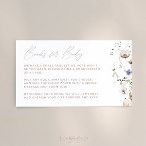 ENCHANTED | Minimal Books For Baby Card Baby Shower Game Editable Template Instant Download Floral Books For Baby Card Insert Printable