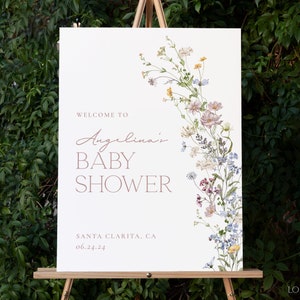 EDEN | Baby Shower Welcome Sign, Wildflower Minimalist Floral Editable Template, Printable Whimsical Baby Shower Welcome Poster 18x24, 24x36